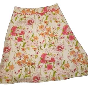 Northern Isles 100% Linen Floral Skirt Size 10 Lined Side Zip